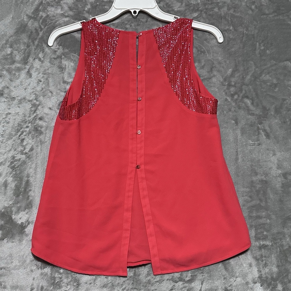 NWT Sanctuary Sleeveless Sequin Button Back Blouse Womens Size S Pink Going Out